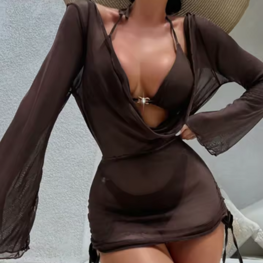 Tre pezzi con abito lunghe bikini