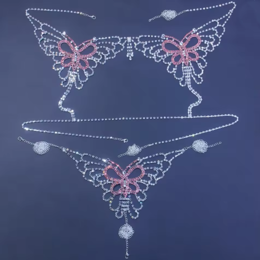 Set di Lingerie Sexy con Catena di Strass