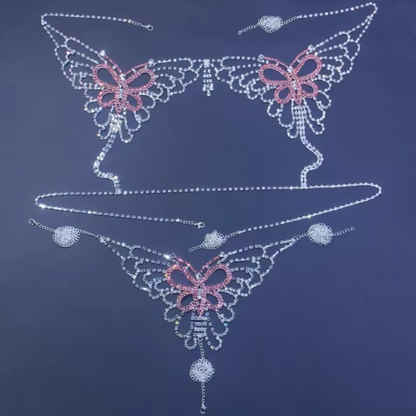 Set di Lingerie Sexy con Catena di Strass
