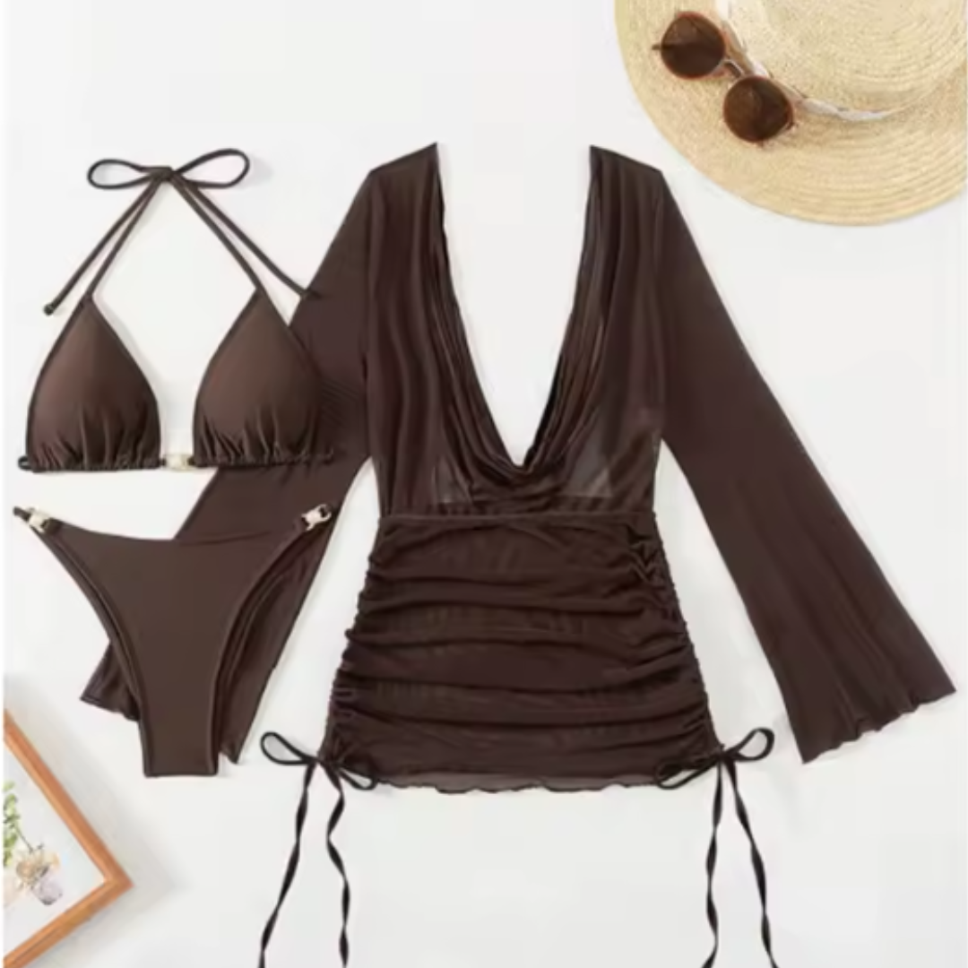 Tre pezzi con abito lunghe bikini
