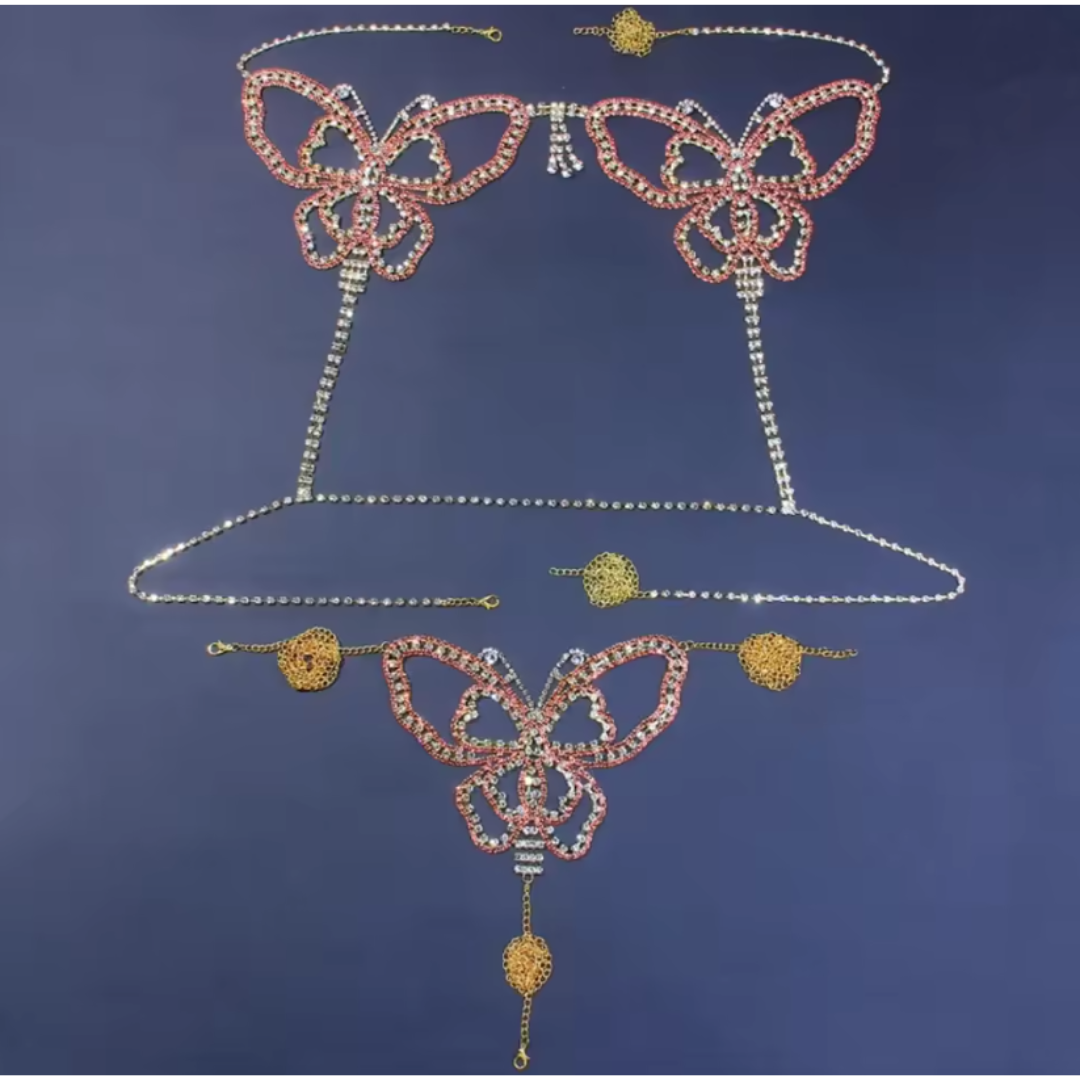 Set di Lingerie Sexy con Catena di Strass