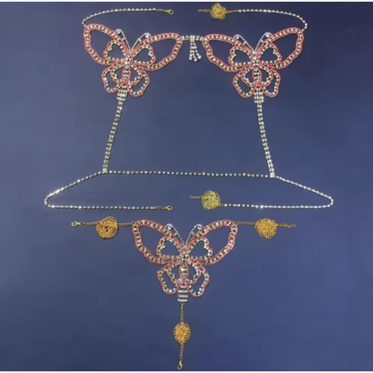 Set di Lingerie Sexy con Catena di Strass