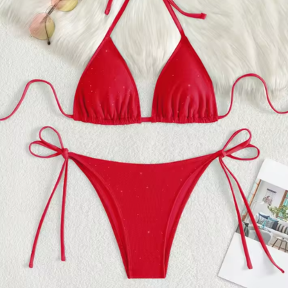 Bikini con spalline scintillanti